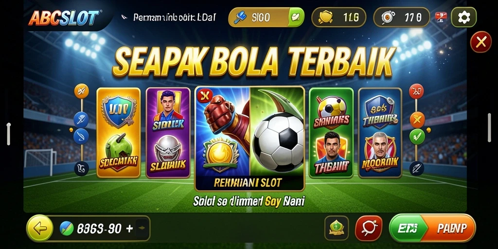 Tampilan gameplay yang mendebarkan dari ABCSLOT dengan tema sepak bola.