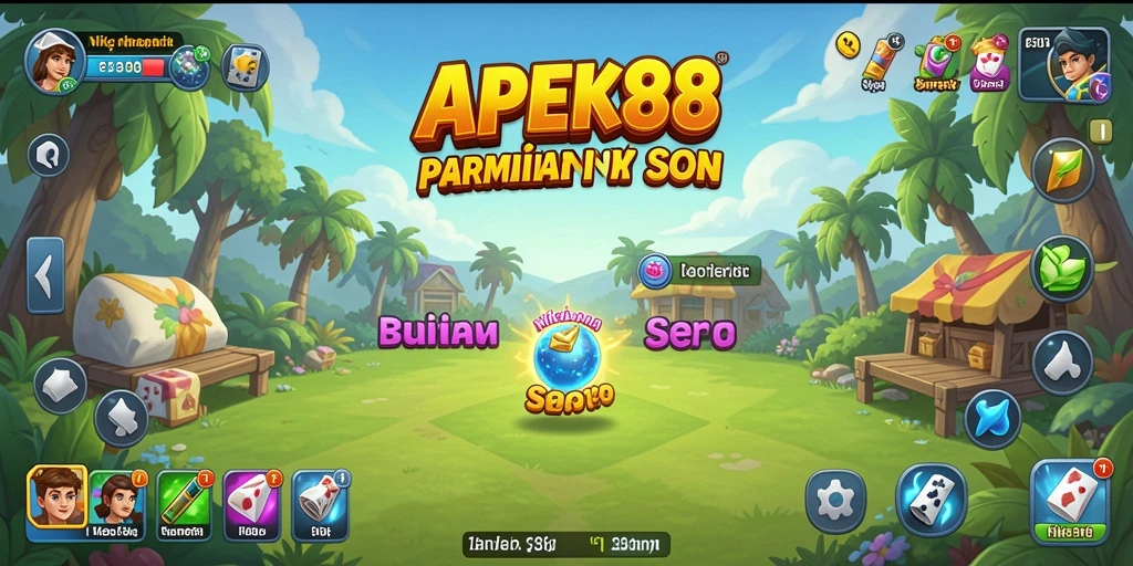 Tampilan seru gameplay APEK88 yang penuh warna.