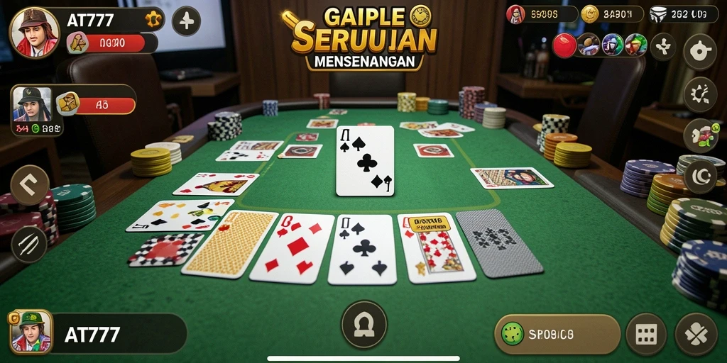 Tampilan gameplay seru AT777 dengan pemain yang berkompetisi dalam Gaple.