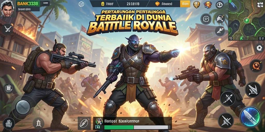 Tampilan gameplay seru di BANK338 dalam pertempuran Battle Royale.