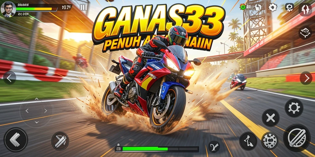Screenshot dari pertandingan balapan seru di GANAS33.