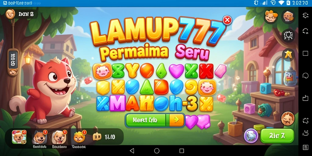 Tampilan gameplay seru LAMPU777 dalam gaya Match-3.