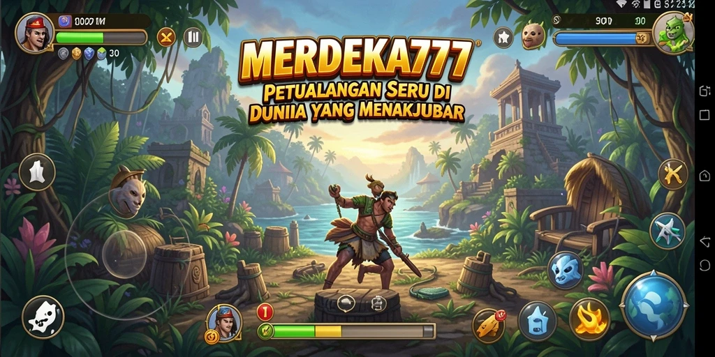 Tampilan seru gameplay <strong>MERDEKA777</strong> dalam dunia petualangan yang menakjubkan.