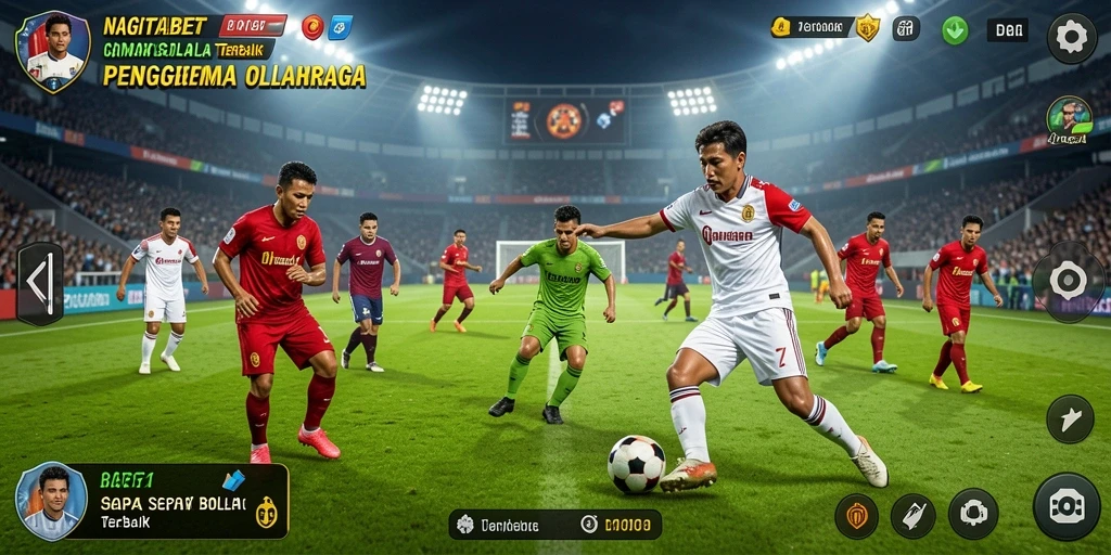 Screenshot gameplay NAGITABET yang menampilkan aksi sepak bola dramatis.