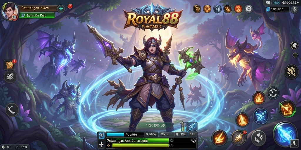 Screenshot utama ROYAL88 menampilkan aksi seru dalam pertarungan ARPG.