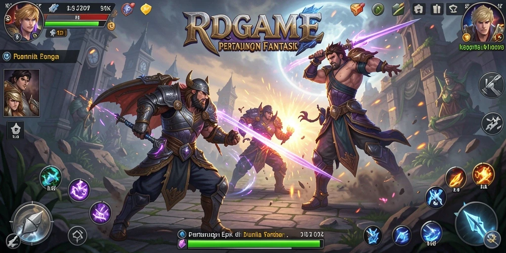 Tampilan pertarungan seru dalam RPGAME dengan karakter yang dinamis.