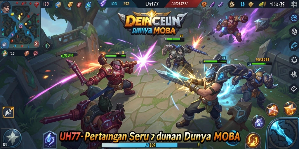 Tampilan gameplay UH77 dengan seru pertarungan tim di arena.